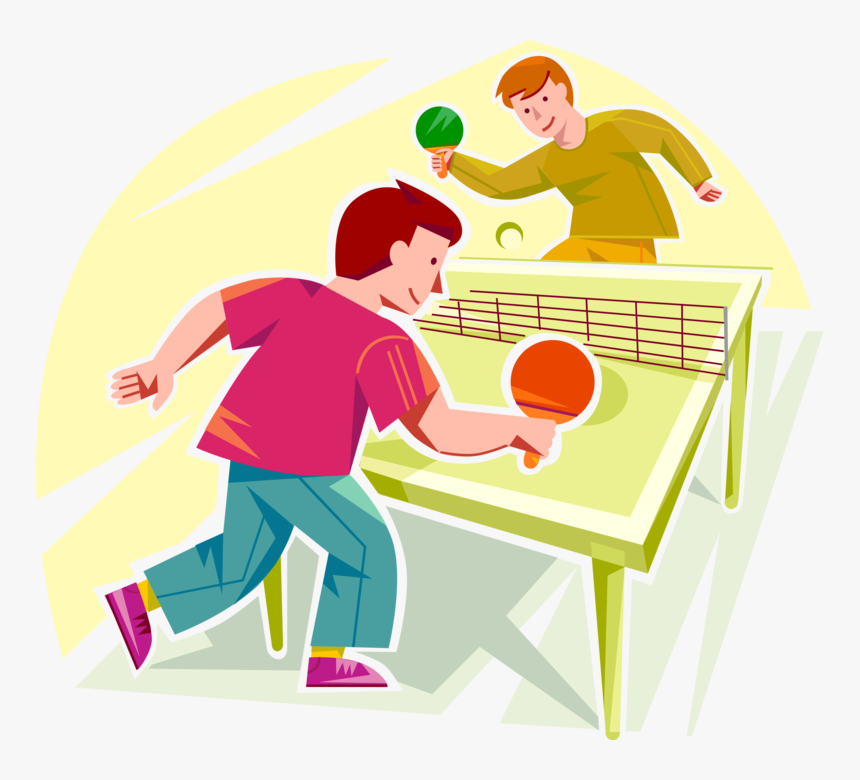 Vector Illustration Of Boys Play Game Of Ping Pong, HD Png Download