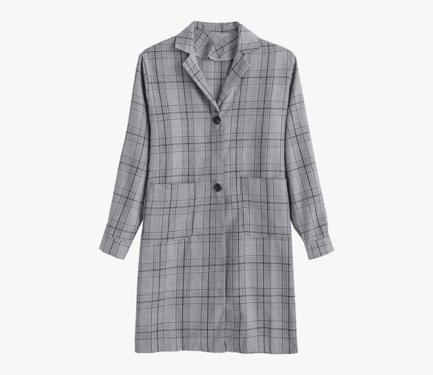 Trench Coat Png Multi Fashion Pockets Plaid Lapel Long, Transparent Png