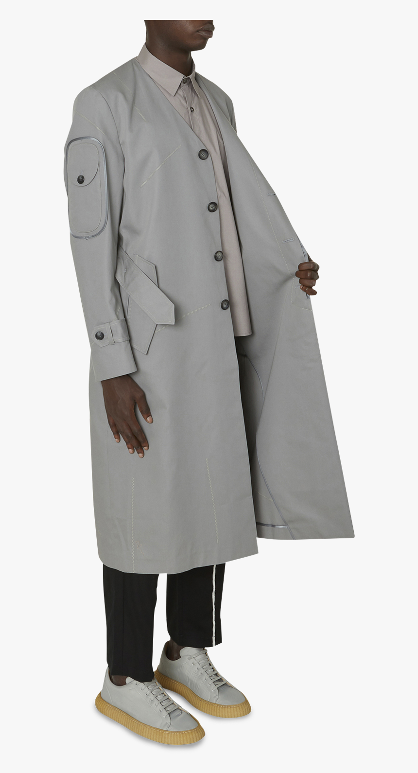 Stiched Pockets Trench, Grey, Hi-res, HD Png Download