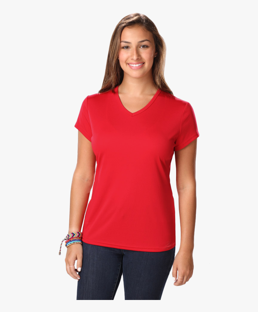 Ladies Value Wicking V-neck T, HD Png Download