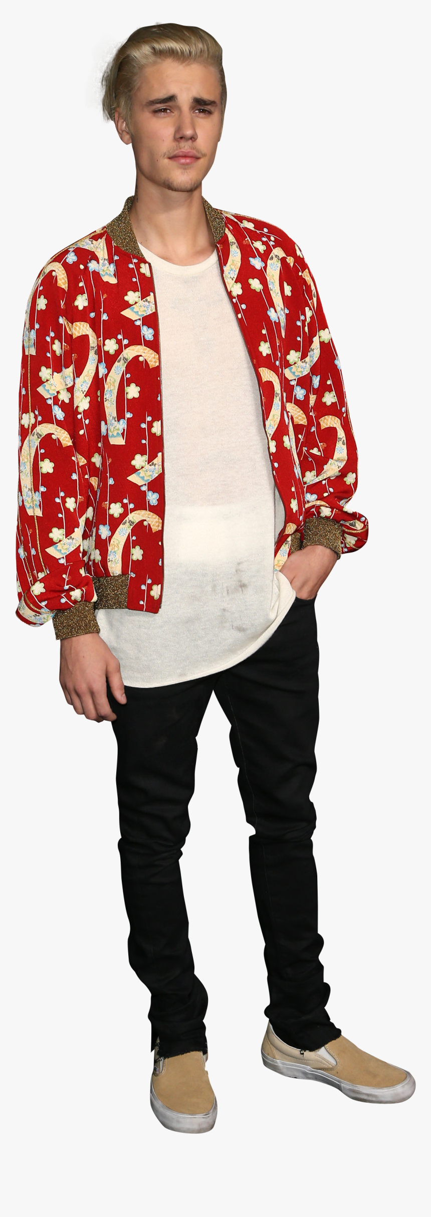 Justin Bieber Dressed In A Red Shirt, HD Png Download