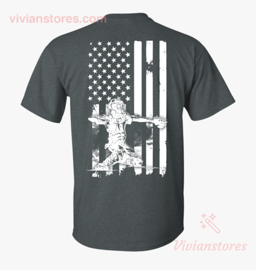 Softball Player With American Flag T-shirt For Softball, HD Png Download