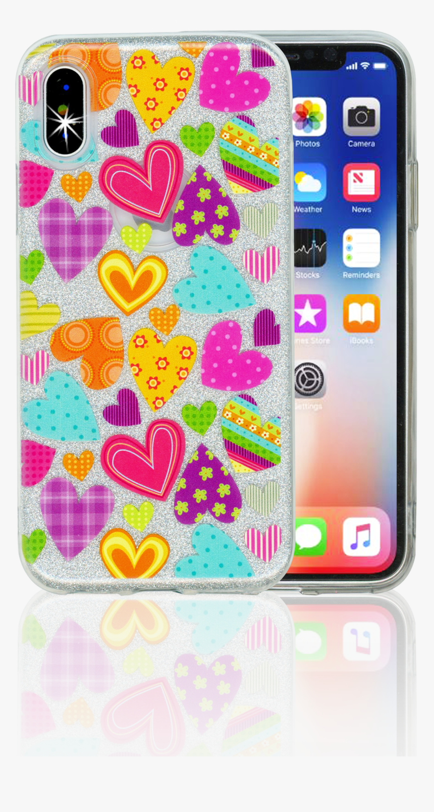 Iphone X/10/xs Mm Hearts Glitter Hybrid, HD Png Download