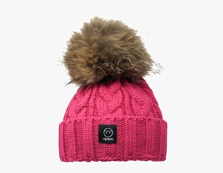 Merino Wool Double Pompoms Braided Hat Base In Fuchsia, HD Png Download