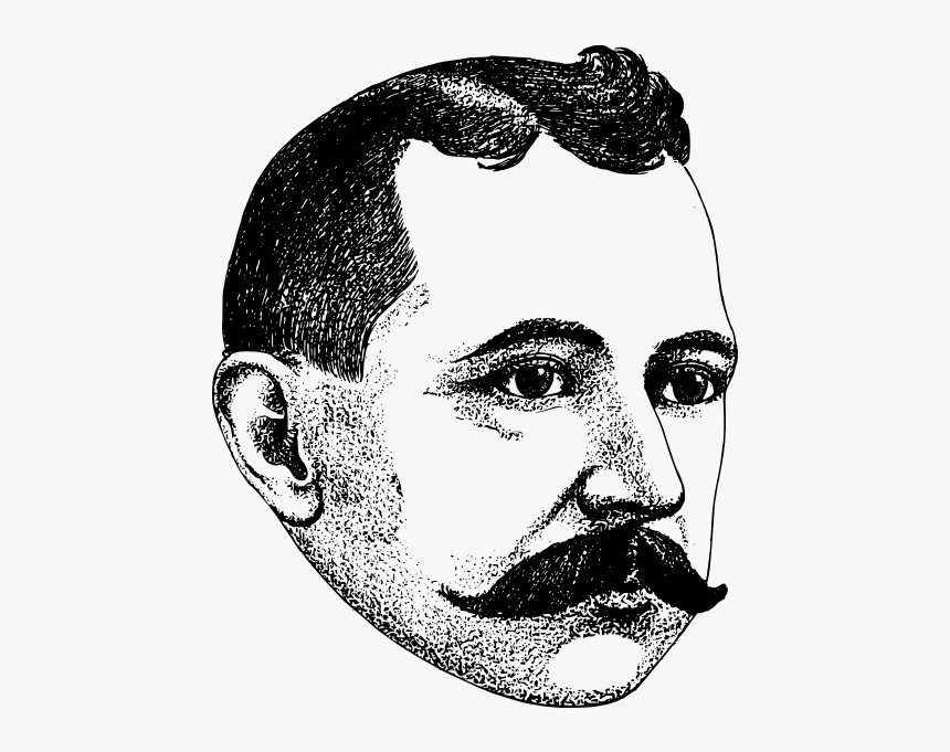 B W, Head, Male, Man, Mustache, Retro, Shy, HD Png Download