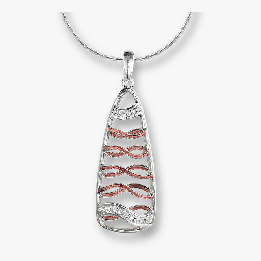 Sterling Silver Red Wave Necklace With White Sapphires, HD Png Download
