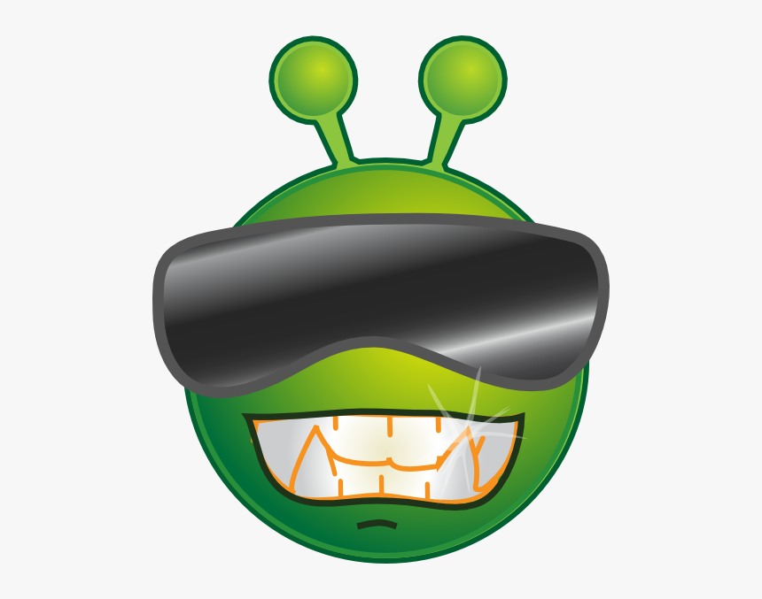 Smiley Green Alien Cool No Shadow Svg Clip Arts, HD Png Download