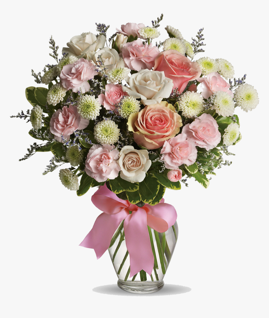 A Mix Of Pink And White Flowers Including Roses, Miniature, HD Png Download