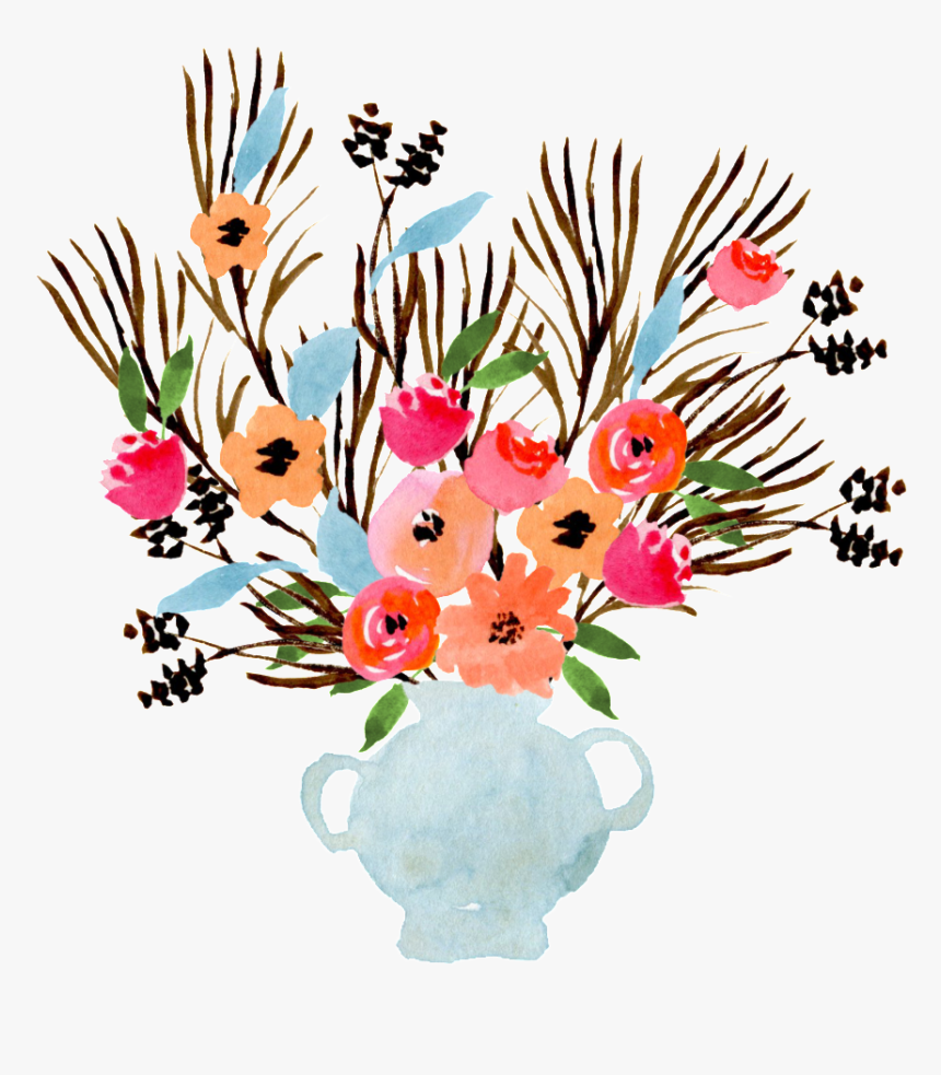 Gouache Flower Arrangement Transparent Decorative, HD Png Download
