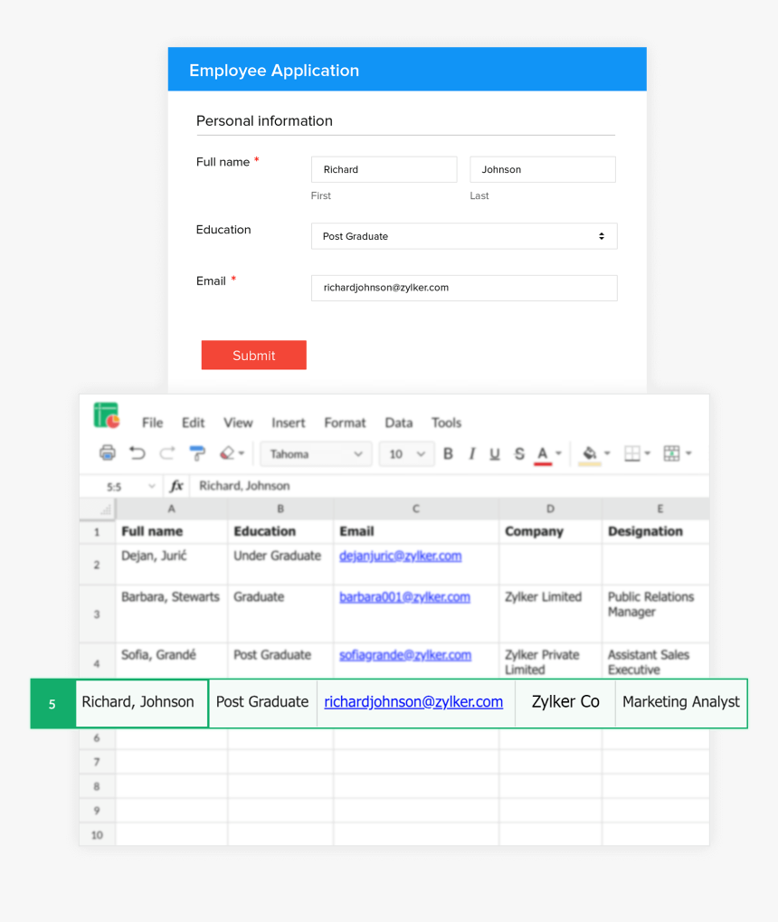 Integrate Zoho Sheet With Zoho Forms, HD Png Download