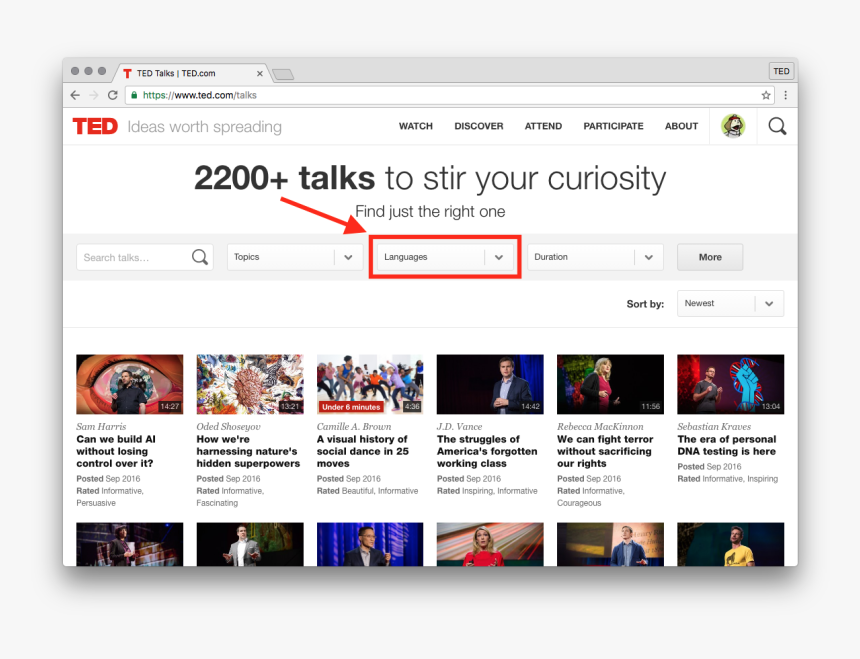To Find All Talks Available For A Language, Go To The, HD Png Download