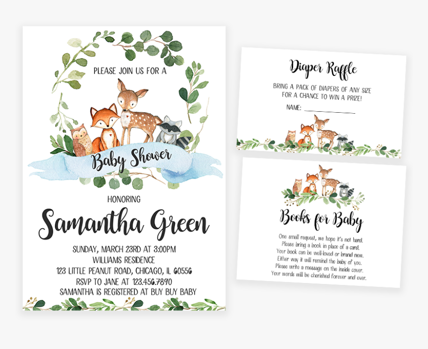 Greenery Woodland Baby Shower Invitation Pack, HD Png Download
