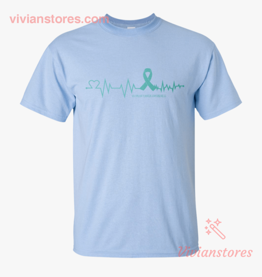 Heartbeat Ovarian Cancer Teal Ribbon T-shirt, HD Png Download