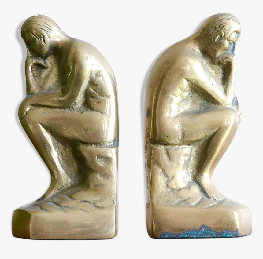 The Thinker By Rodin Brass Bookends 60 Years, HD Png Download