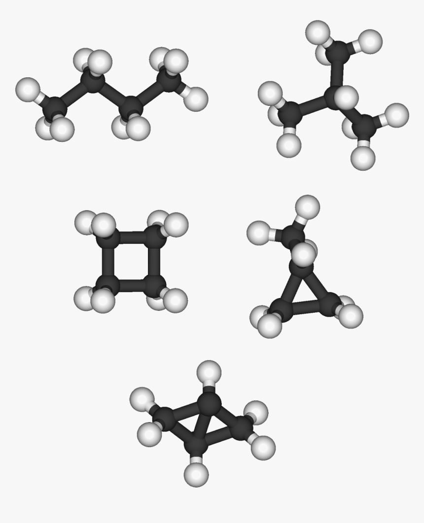 Saturated C4 Hydrocarbons Ball And Stick, HD Png Download