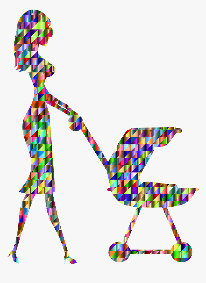 Chromatic Triangular Woman With Baby Carriage Clip, HD Png Download