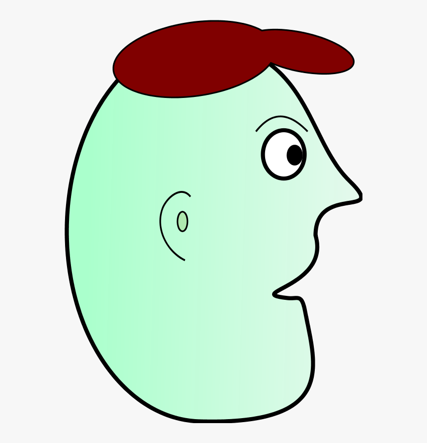 Cartoon Man Face Profile Wearing Cap, HD Png Download