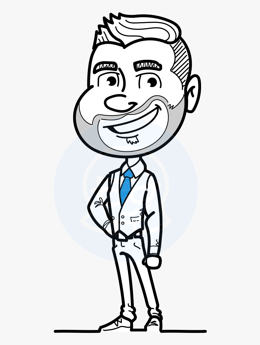 Flat Linear Man Cartoon Vector Character Aka Bob Beardman, HD Png Download