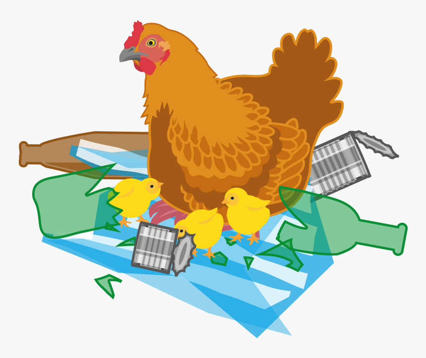 Hen With Chicks Sitting On Rubbish Clipart , Png Download, Transparent Png