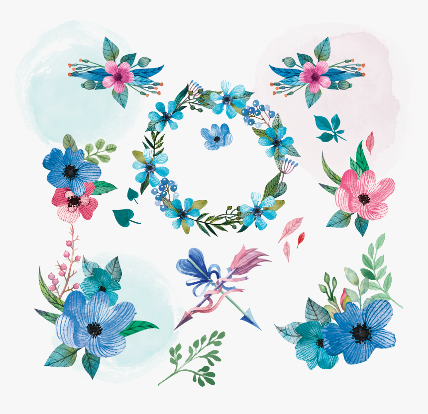 Transparent Teal Flower Clipart, HD Png Download