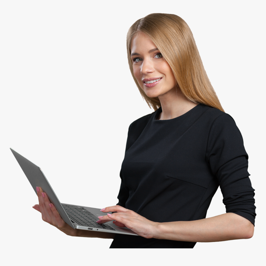 Woman With Laptop Png, Transparent Png