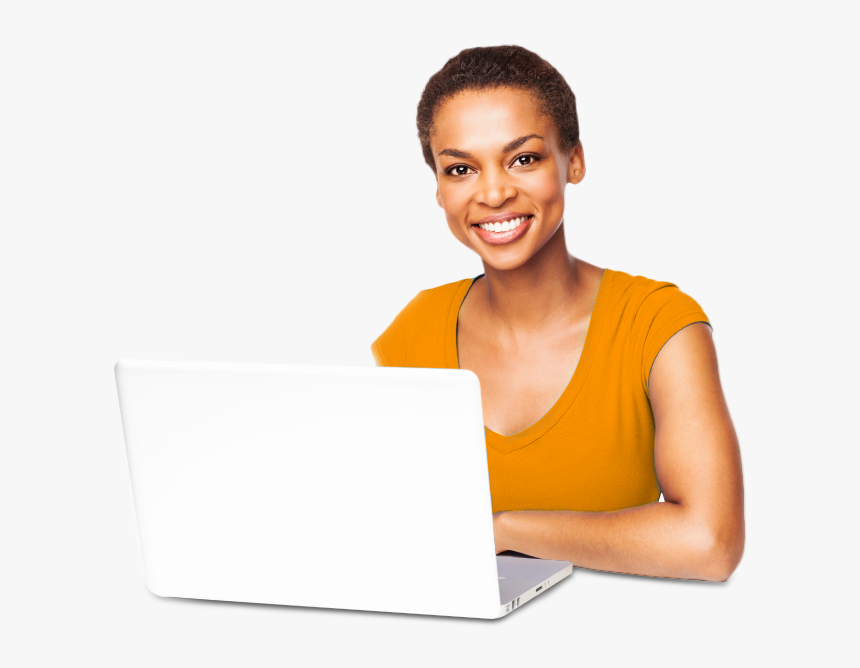 Woman On Laptop, HD Png Download