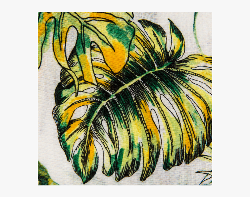 Rayon Printed Green And Yellow Leaves, HD Png Download