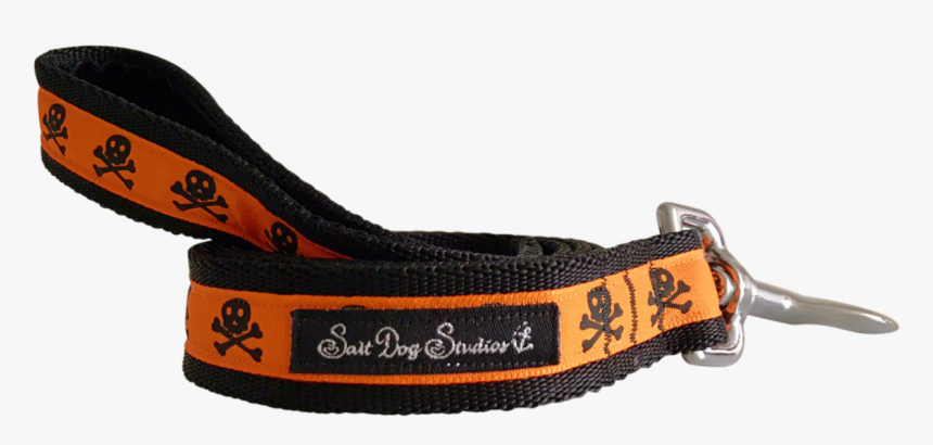 Orange On Black Skulls Ribbon Dog Lead, HD Png Download