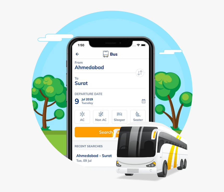 Online Bus Booking On Cubber, HD Png Download