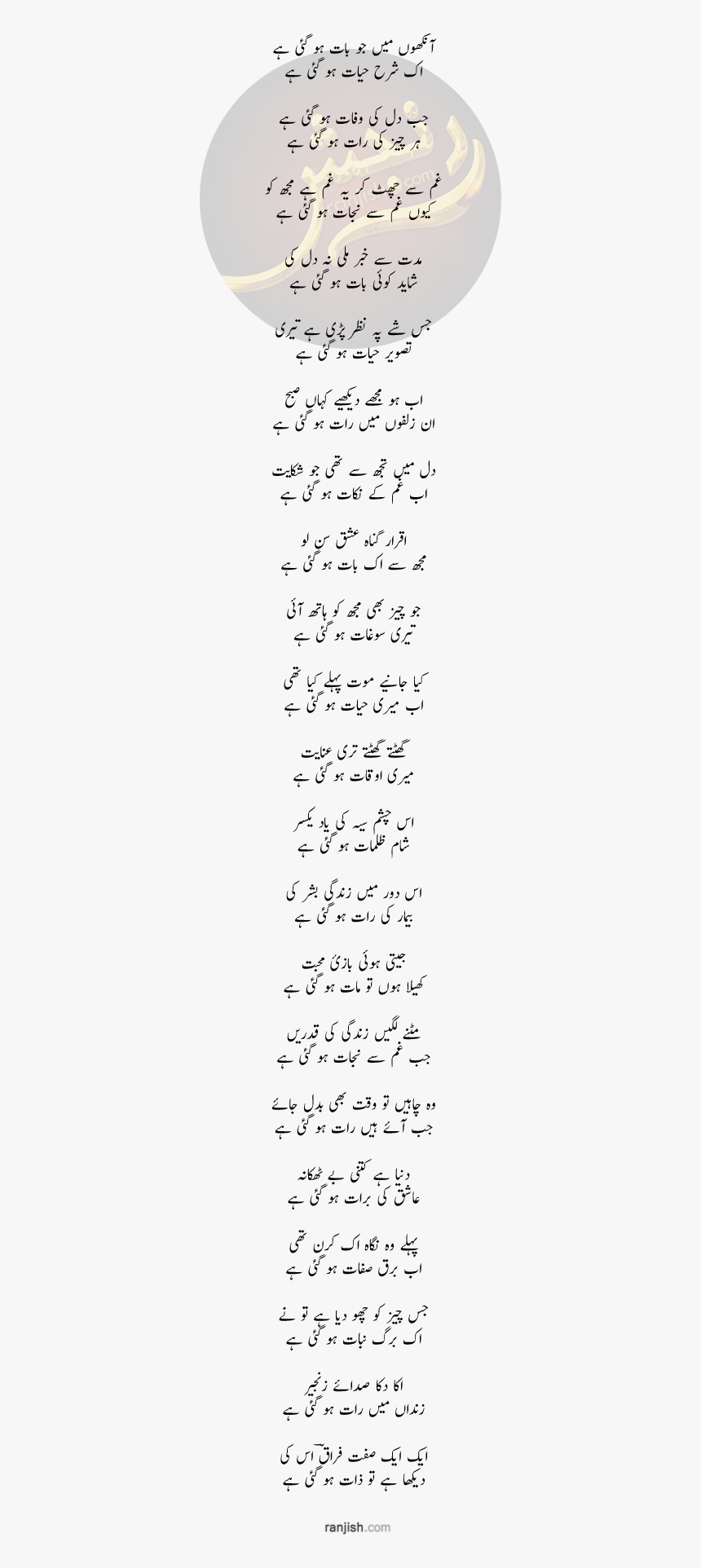 آنکھوں میں جو بات ہو گئی ہے, HD Png Download