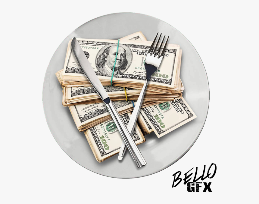 Money On Food Plate, HD Png Download