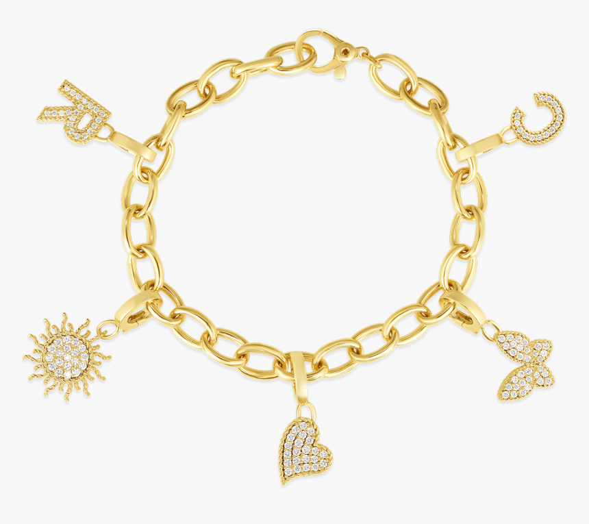 Product 18k Gold Oval Link Charm Bracelet, HD Png Download