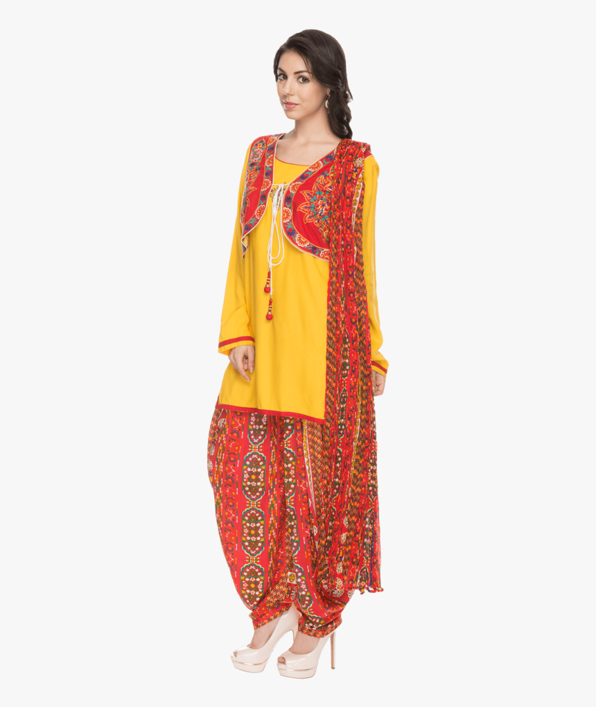 Womens Printed Kurta Jacket And Patiala Set, HD Png Download