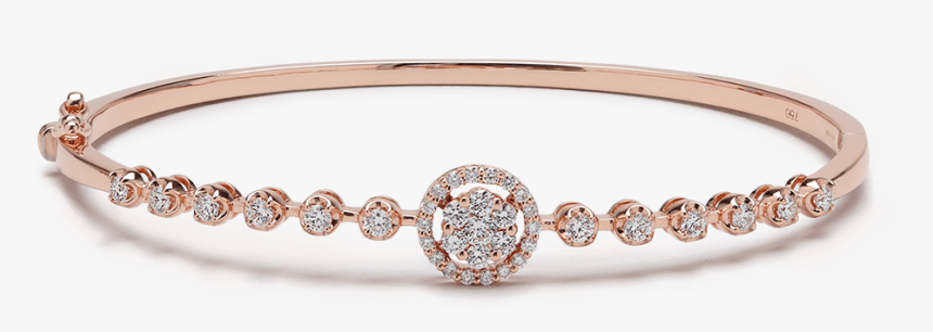 18ct Rose Gold And Diamond Bangle Bracelet, HD Png Download