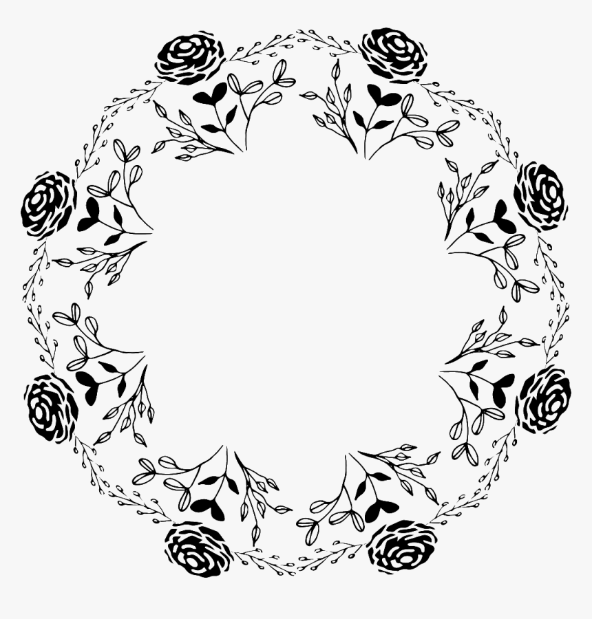 Rose Ring Black And White Wreath, HD Png Download