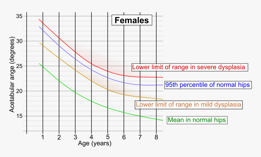 Acetabular Index By Age In Females, HD Png Download
