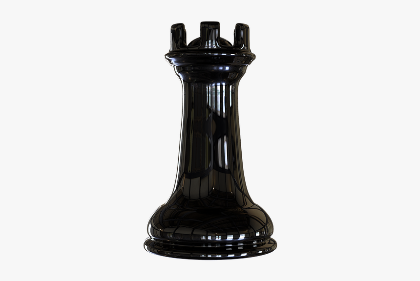 Chess, Figure Rook Black, Checkerboard, HD Png Download
