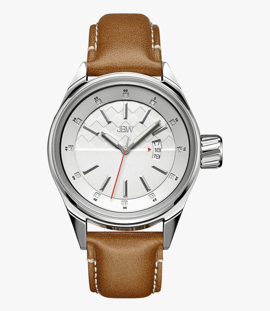 Jbw Rook J6287b Stainless Steel Brown Leather Diamond, HD Png Download