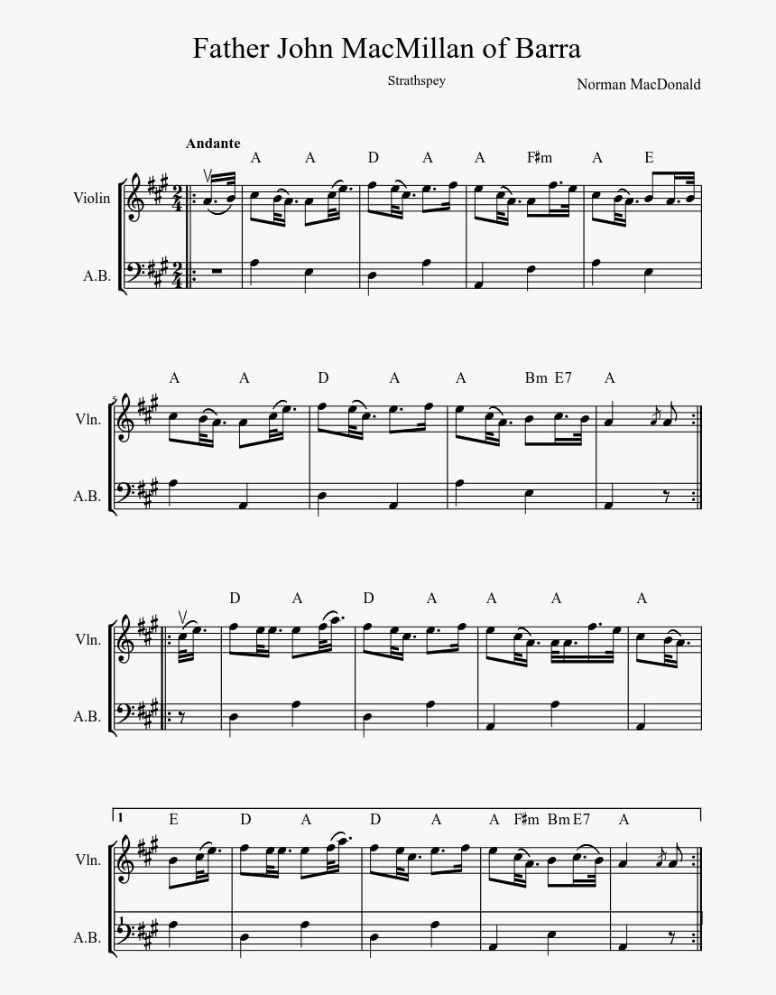 Father John Macmillan Of Barra Sheet Music Composed, HD Png Download