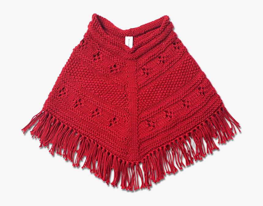 Hand Knitted Classic Red Poncho, HD Png Download