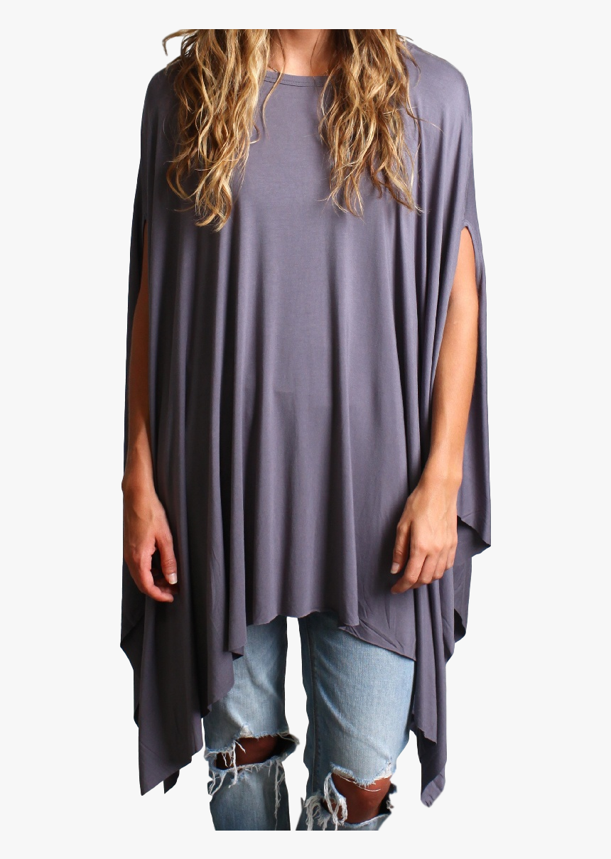 Charcoal Gray Piko Asymmetrical Poncho, HD Png Download