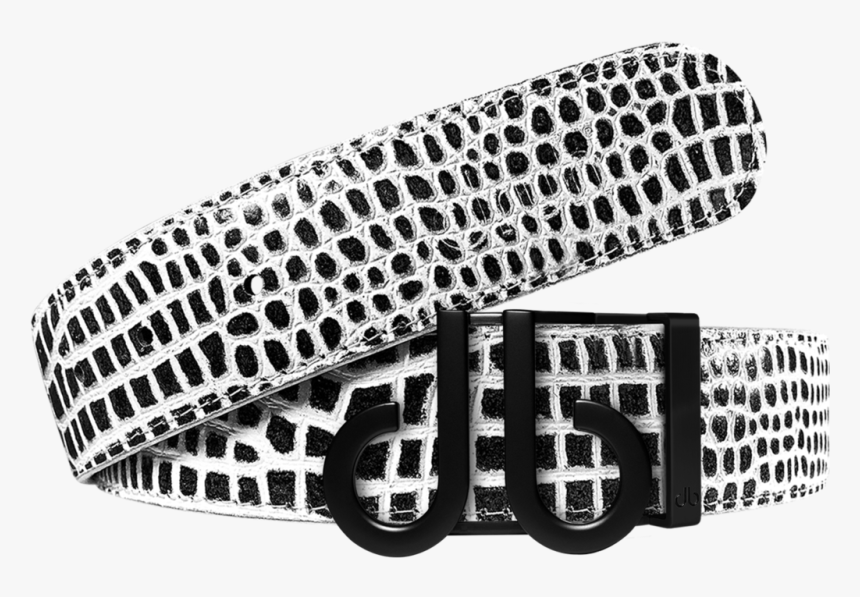 Black And White Crocodile Textured Leather Belt With, HD Png Download