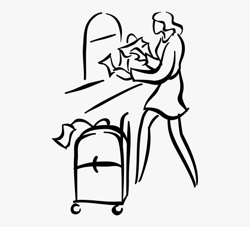 Vector Illustration Of Traveler With Luggage Suitcase, HD Png Download