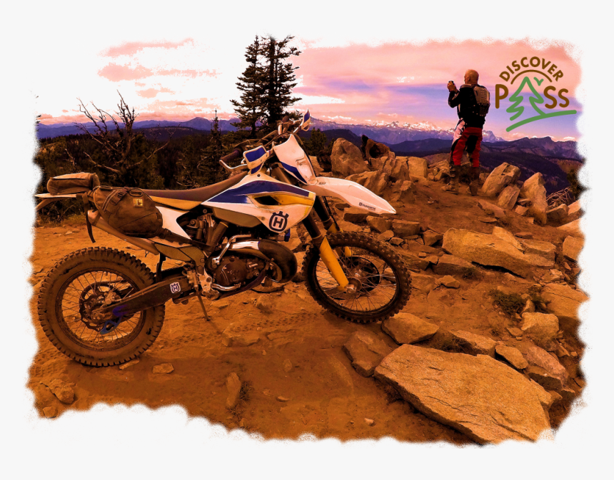 Husqvarna Motorcycle And Rider On Scenic Mountaintop, HD Png Download