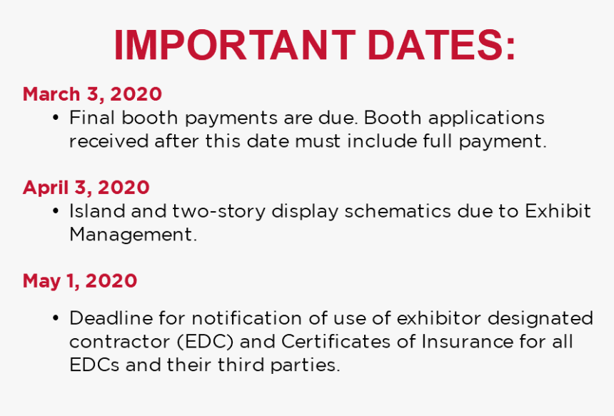 March 3, 2020 Final Booth Payments Are Due, HD Png Download