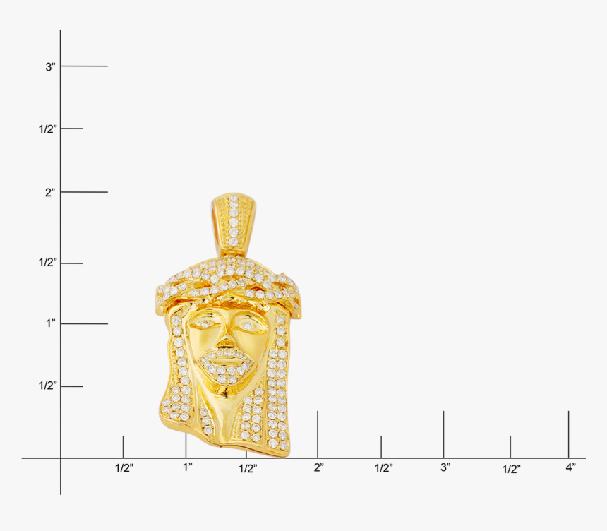10k Yellow Gold Jesus Diamond Head Pendant, HD Png Download