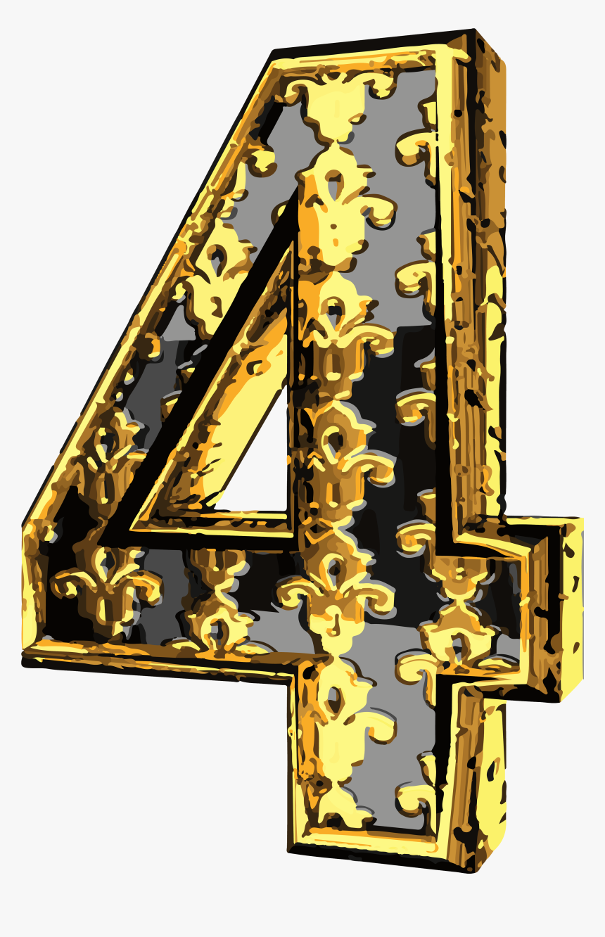 Elegant Vintage Number Four Png Clip Art Image, Transparent Png