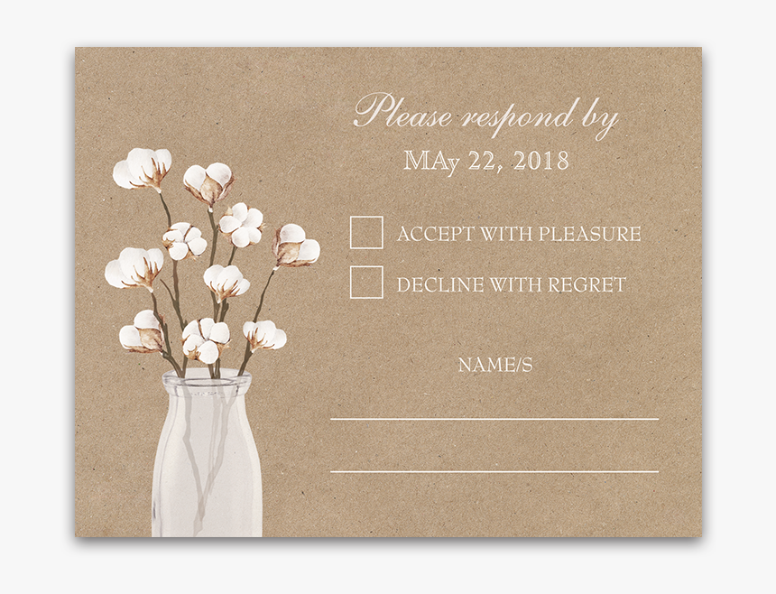 Rustic Cotton Theme Kraft Paper Wedding Rsvp Card, HD Png Download