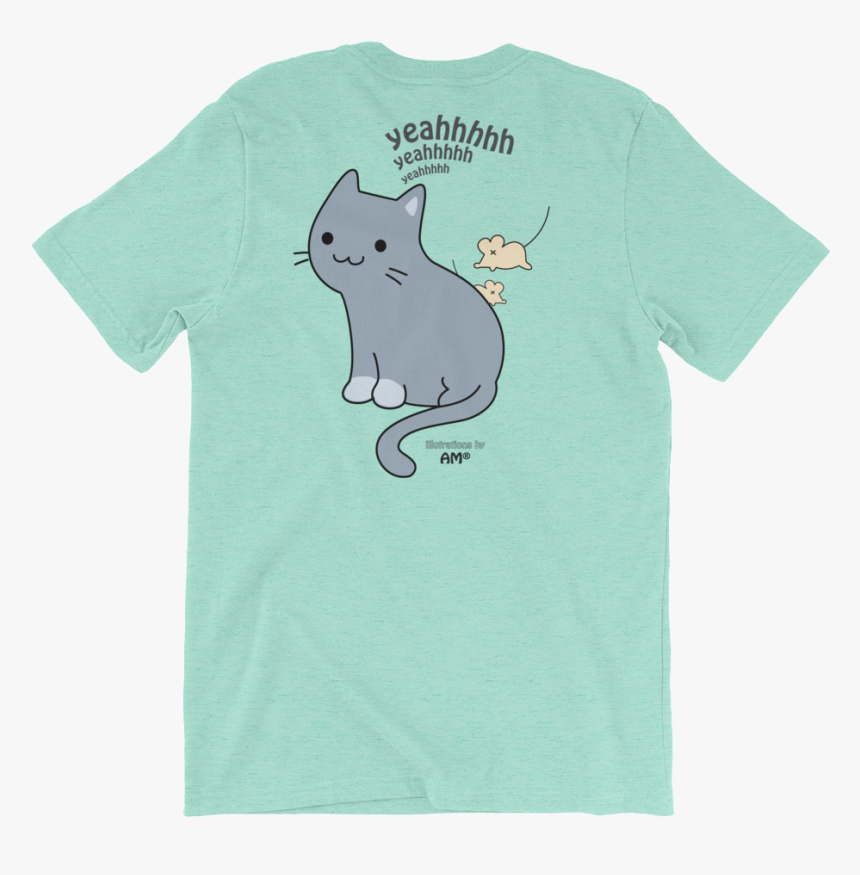 Happy Cat Heather Mint Light Cotton T-shirt, HD Png Download