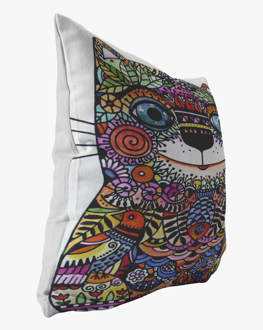 Art Pillow Colorful Happy Cat, HD Png Download